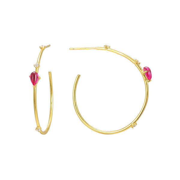 S925 teardrop zirconia hoop earrings